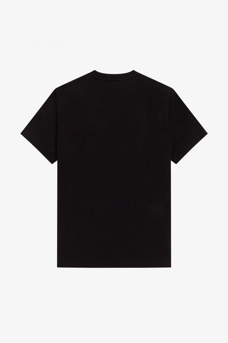 Black Fred Perry Block Print Men's T Shirts | PH 1628MQZA